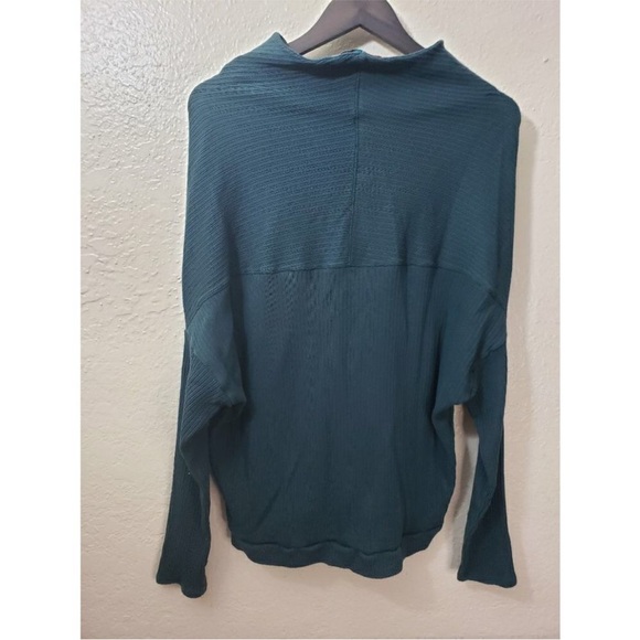 NWT Free People Beach Ribbed Teal Mock Neck sweater small long sleeve - Picture 2 of 3